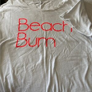 J. Crew White Tee with Red 'Beach Bum' Print